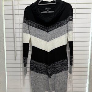 NWT BCX Women's Chevron striped sweater dress with cowl neck; Size M